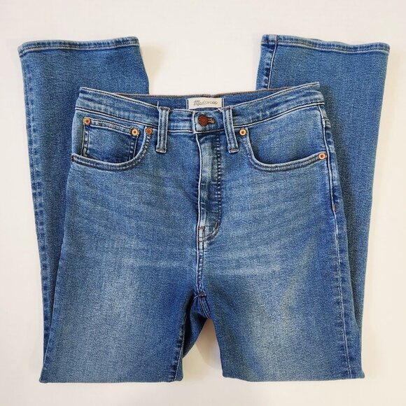 Madewell Cali Demi Boot Cut Jeans 27 Medium Wash Blue Mid Rise Cropped Stretch - Picture 8 of 11